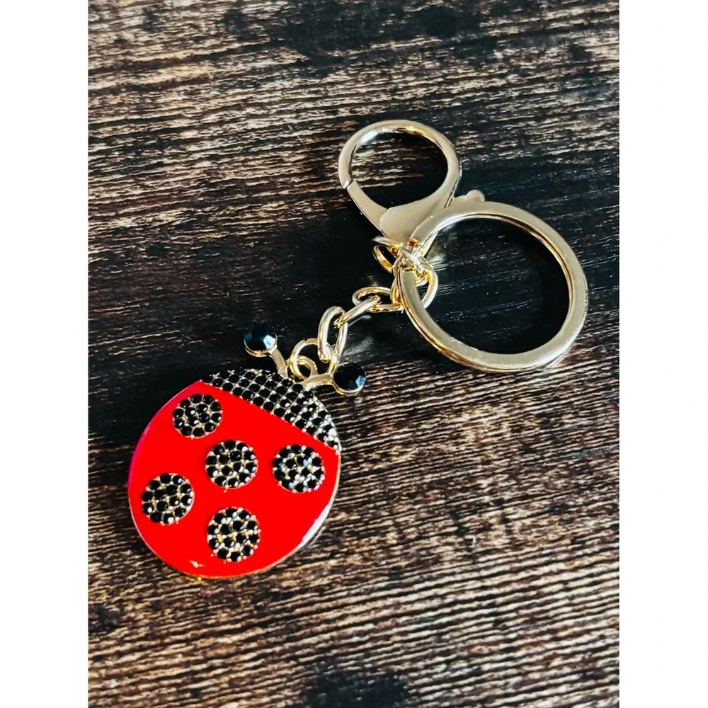 Red and Black Ladybug Keychain Card‎ Holder Charm